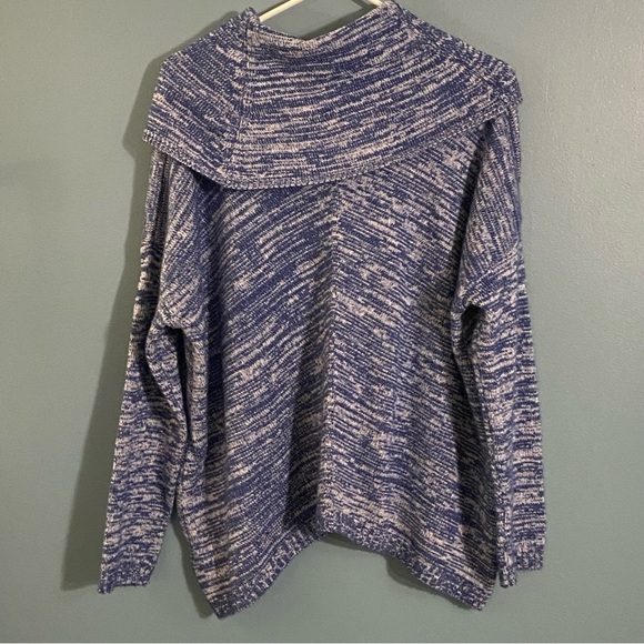 Express Casual Cowl Neck Pullover Sweater, Blue And White Cozy‎ M/L Wool Blend - Picture 5 of 6